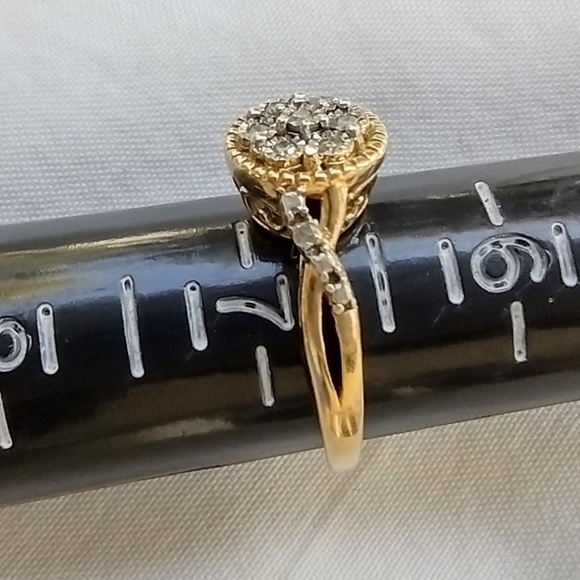 Vintage Bridal Style Vermeil Gold Plated CZ Sterling Silver Ring / Size Seven - Picture 8 of 8